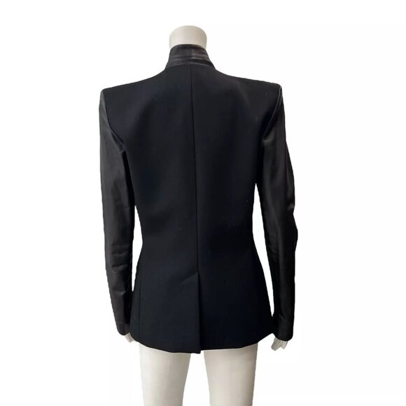 $1275 Helmut Lang Black Wool Leather Panel Blazer Jacket size 8 - Picture 7 of 13